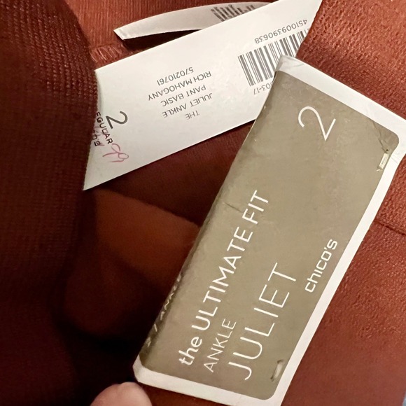 Chico's The Ultimate Fit Juliet Ankle Pants Red Rust Stretch Size 2/L - Picture 5 of 5